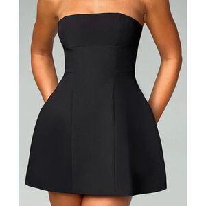 BABYBOO Elegant Black Strapless Mini Dress